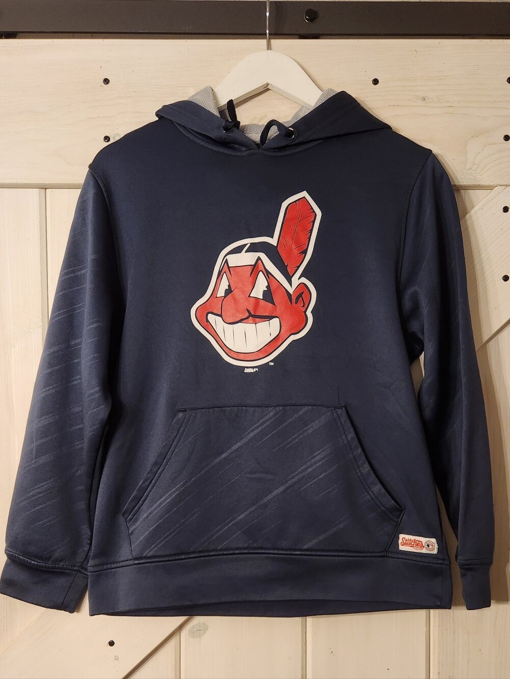Vintage Cleveland Indians Hoodie. Size S. Blue. Authentic Stitches Merchandise